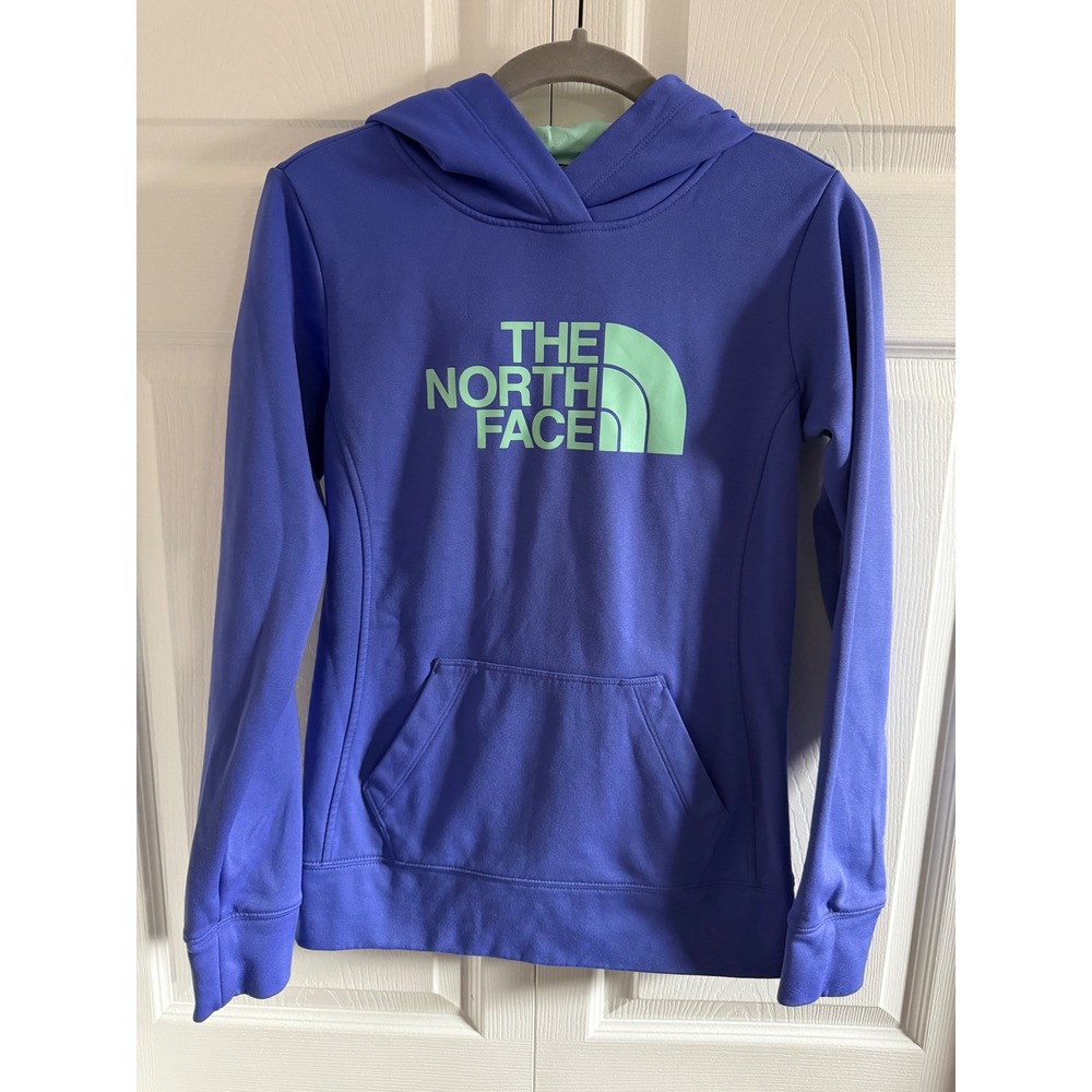 The North Face Kids Purple‎ Hoodie With Light Green Logo Size XS